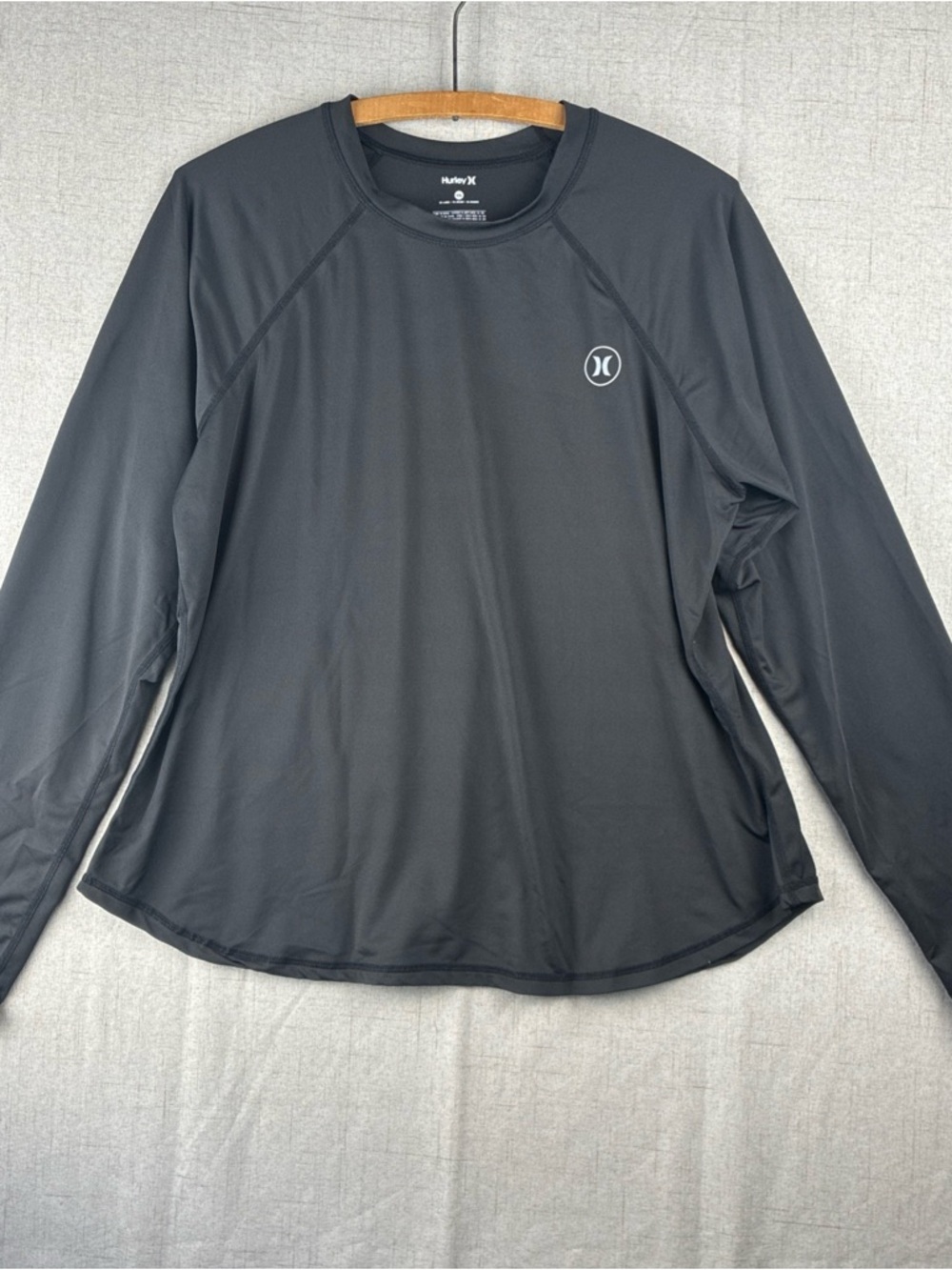 Hurley Long Sleeve Rash Guard XXL Womens Black Performance Swim Top UPF 50+